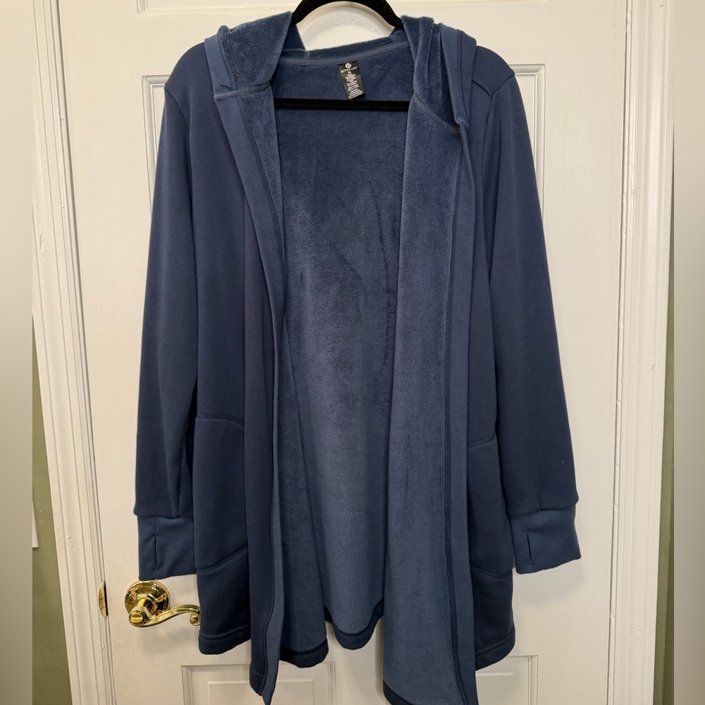 Active Life Blue Hooded Open Front Cardigan Jacket Size XL